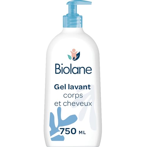 BIOLANE - Gel douche bebe corps et cheveux 2 en 1 - Gel lavant - 750ml - 97% Origine Naturelle - Doux - Peaux Sensible - Gel cheveux enfant - Fabriqué en France