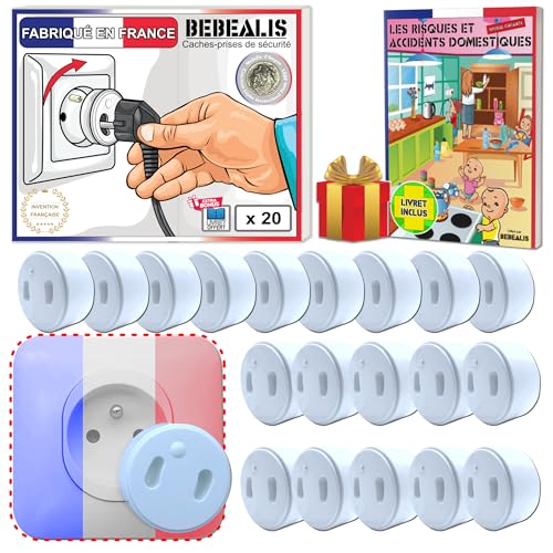 [Pack x20] Cache Prise Bébé Français Amovible [ Sans Clef Ni Adhésif ] - Invention 100% Made In France - Cache-Prise Bebe - Sécurité Domestique Et Puériculture Pour Protection Prise Courant Électrique